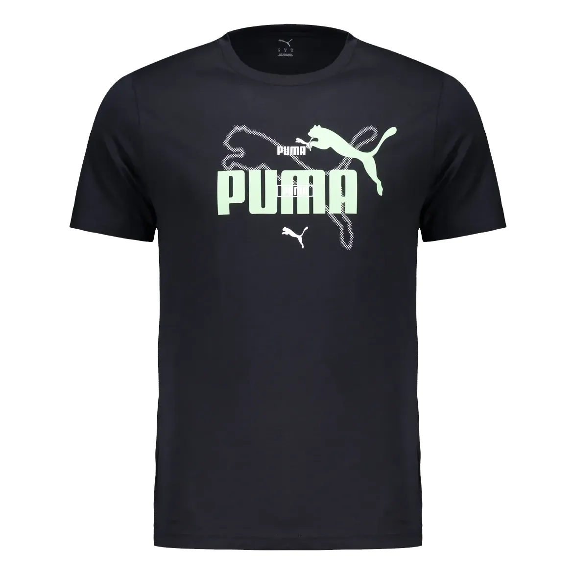 Camiseta Puma masculina preta vista frontal com logo destacado